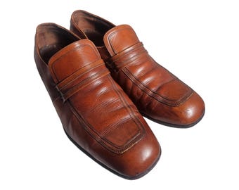 Mocasines vintage Florsheim de piel auténtica, 9,5 D, sin cordones