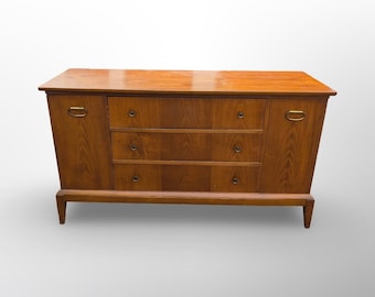 Mid Century Modern Walnut Credenza 3 Drawer 2 Door Sideboard 54"