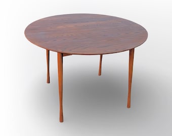 Heywood Wakefield Round Dining Table Danish Modern Solid Oak 44.5" MCM