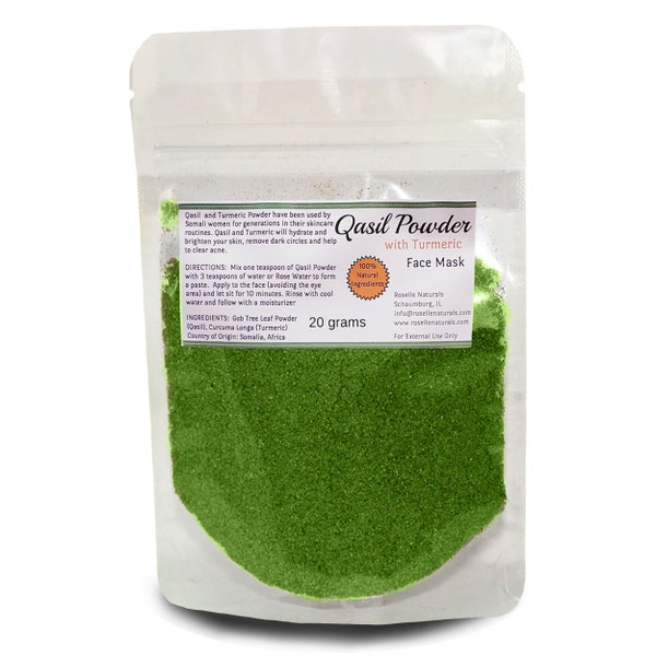 Qasil Powder with Turmeric Face Mask.  Ancient Somali skincare secret for brightening skin.