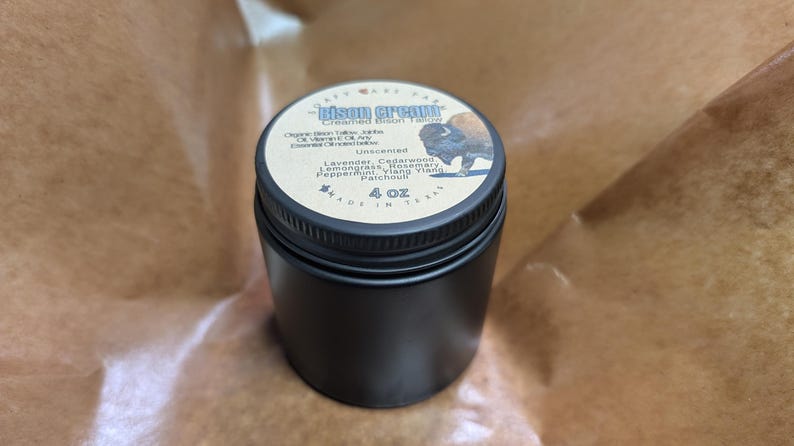 Tallow Cream Organic Grass Fed Bison 4 oz dark glass