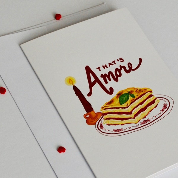 That's Amore Karte - Italienische Food Lovers Karte - Original Art - Pasta Karte - Innen leer - Italienische Hochzeitskarte