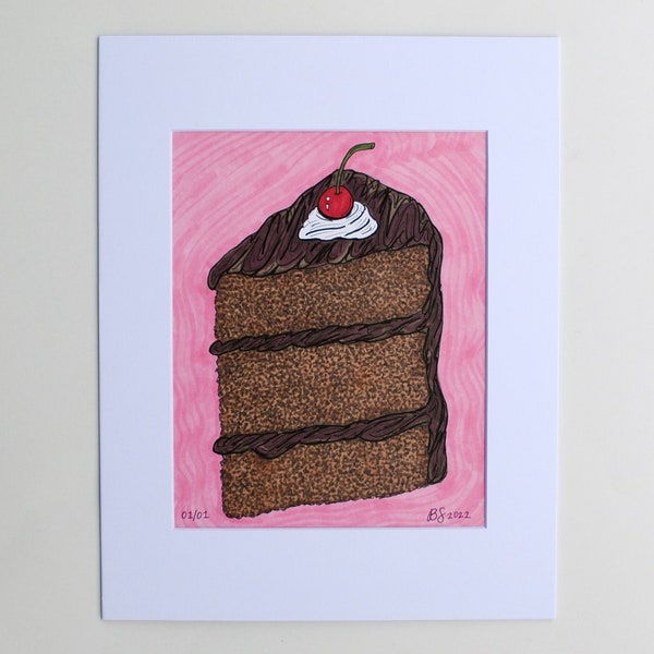 Chocolate Cake Slice Art - Original 8x10" - Matilda Inspired Drawing - Matilda Chocolate Cake - 1/1