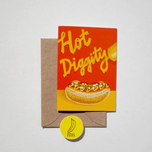 Mini Hot Diggity Dog Card - Chicago Hot Dog Card - Funny Card - Food Pun Card