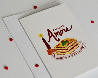 That’s Amore Card - Italian Food Lovers Card - Original Art - Pasta Card - Blank Inside - Italian Wedding Card