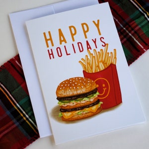 Happy Holiday Meal Card for Christmas - Individual or Set of 10 Cards