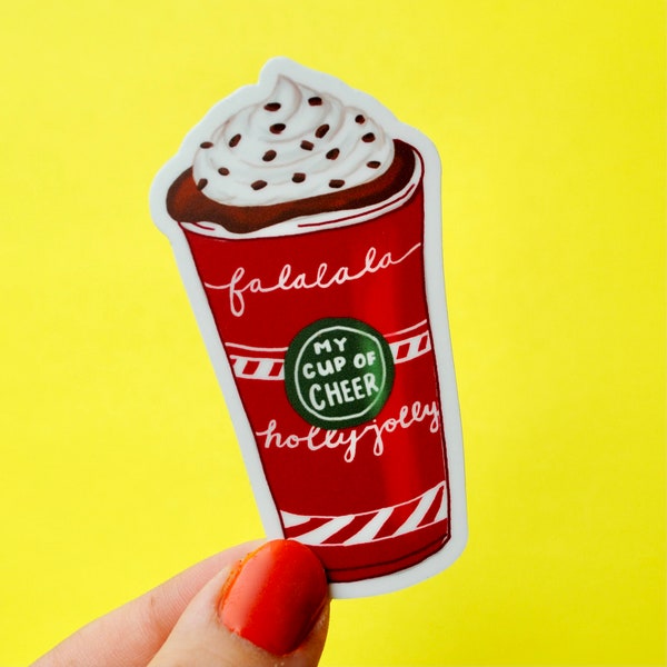 3" Holiday Coffee Cup of Cheer Sticker