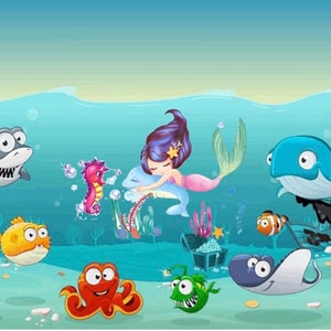 under the sea png file-mermaid png-shark png-crab png-dolphin png-octopus png-sea horse png-ocean png