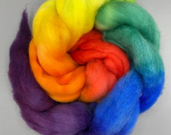 Hand Painted Rainbow Roving
