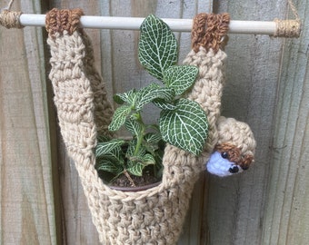 Crochet Sloth Plant Hanger