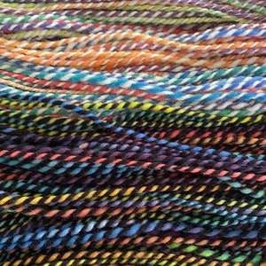 Hand Painted Hand Spun 2 Ply Yarn Rainbow White Rainbow Black