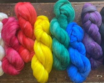 Hand Dyed Wool Roving Chimes 2 oz