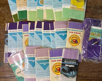 Vintage Seam Binding Trim Hem Tape 20 + pcs in  Purples and Greens