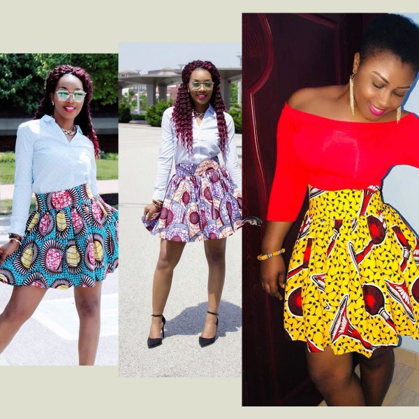 High Waist Ankara African Print Mini Skirt