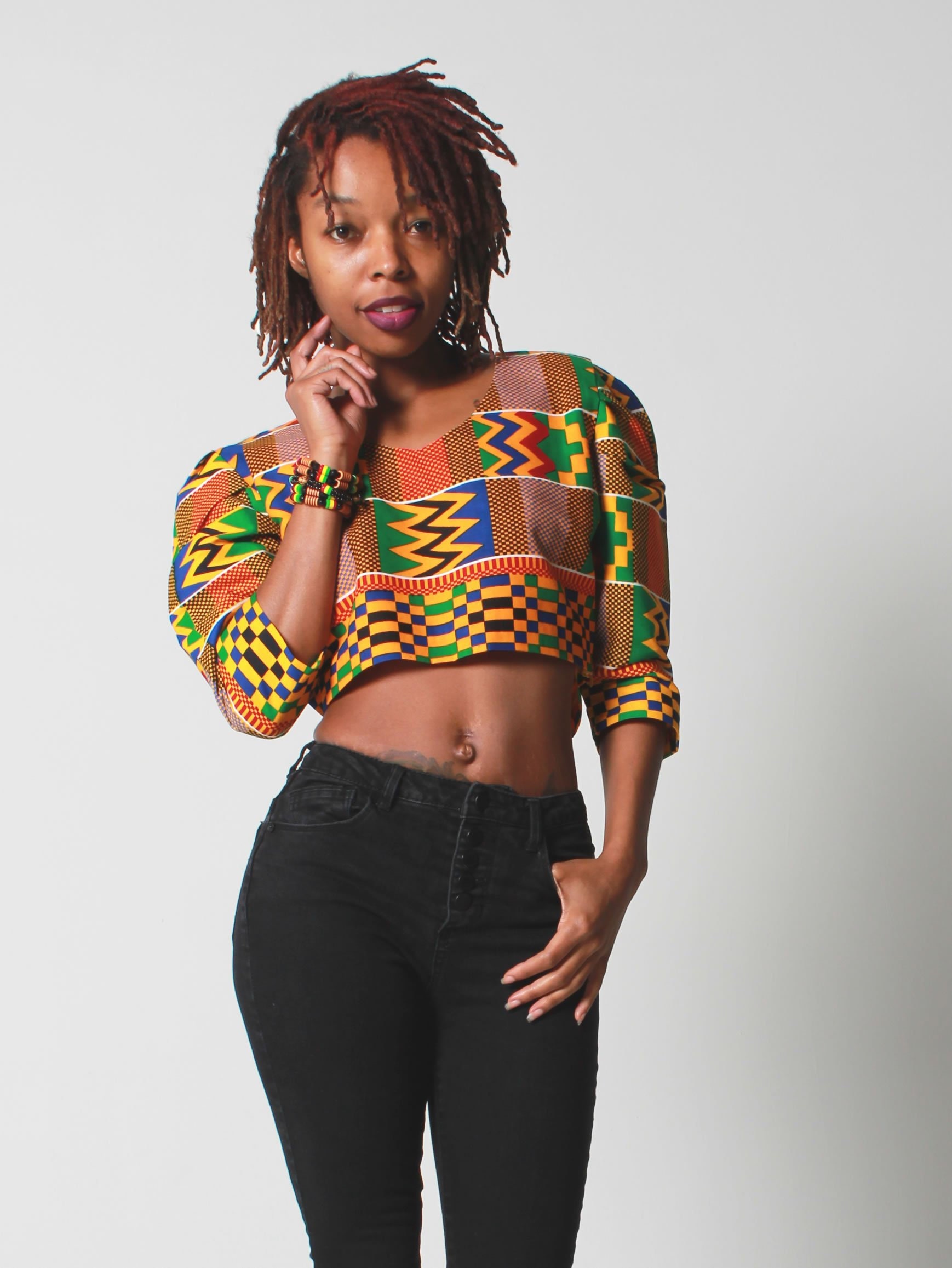 Kente Crop Top, African Print Crop Top, Kente Puff Sleeves,puff