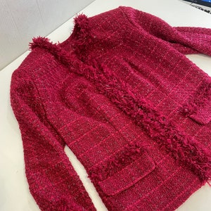 Tweed damespak Rood tweedpak Formele blazer dames Rok en jasje voor elke dag Zakelijk damespak Warm pak