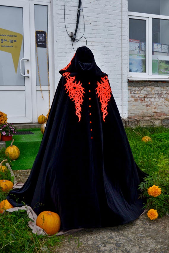 2025 Velvet Witch Cape - Unisex Halloween Costume Cape With Hood, Multiple Sizes (90-170cm), Solid Colors - View #8