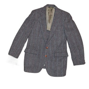 Vintage Harris Tweed Scottish Wool Single Breasted Herringbone Sports Jacket