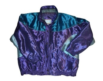 Vintage 1990er Schillernd quilted Puffer Ski Current Seen Jacke Mantel