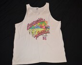 Vintage 1991 Easter Tournament Soccer Neon Florida Anvil XL Tank Top
