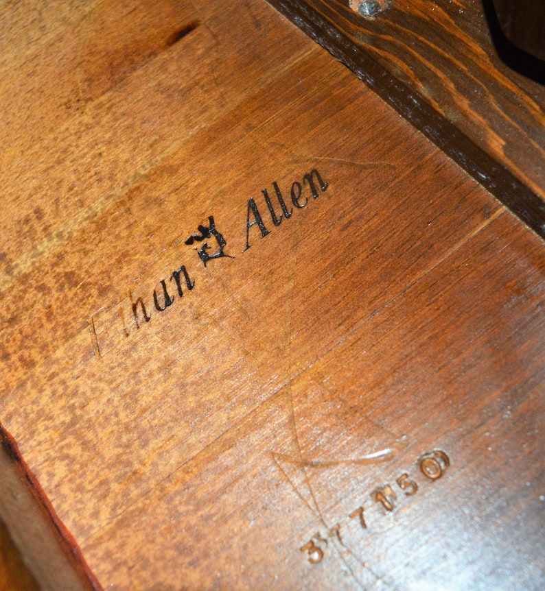 Vintage 1970s Ethan Allen Gear Cog Wheel Spinning Coffee Table Antiqued