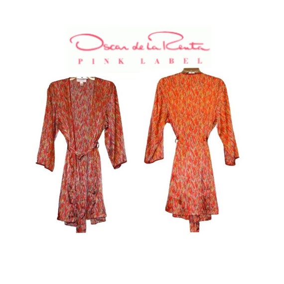 Oscar de la Renta Pink Label Silky 1990s Robe Lar… - image 1