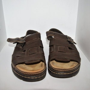 90s Platform Fisherman Sandals Brown Faux Leather Women's USA Size 10 image 2