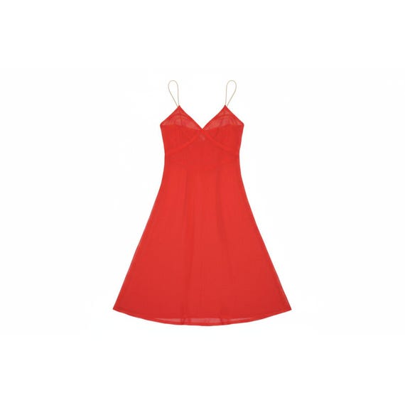 Albert Nipon Vintage Red Sheer Negligee Slip Dres… - image 3