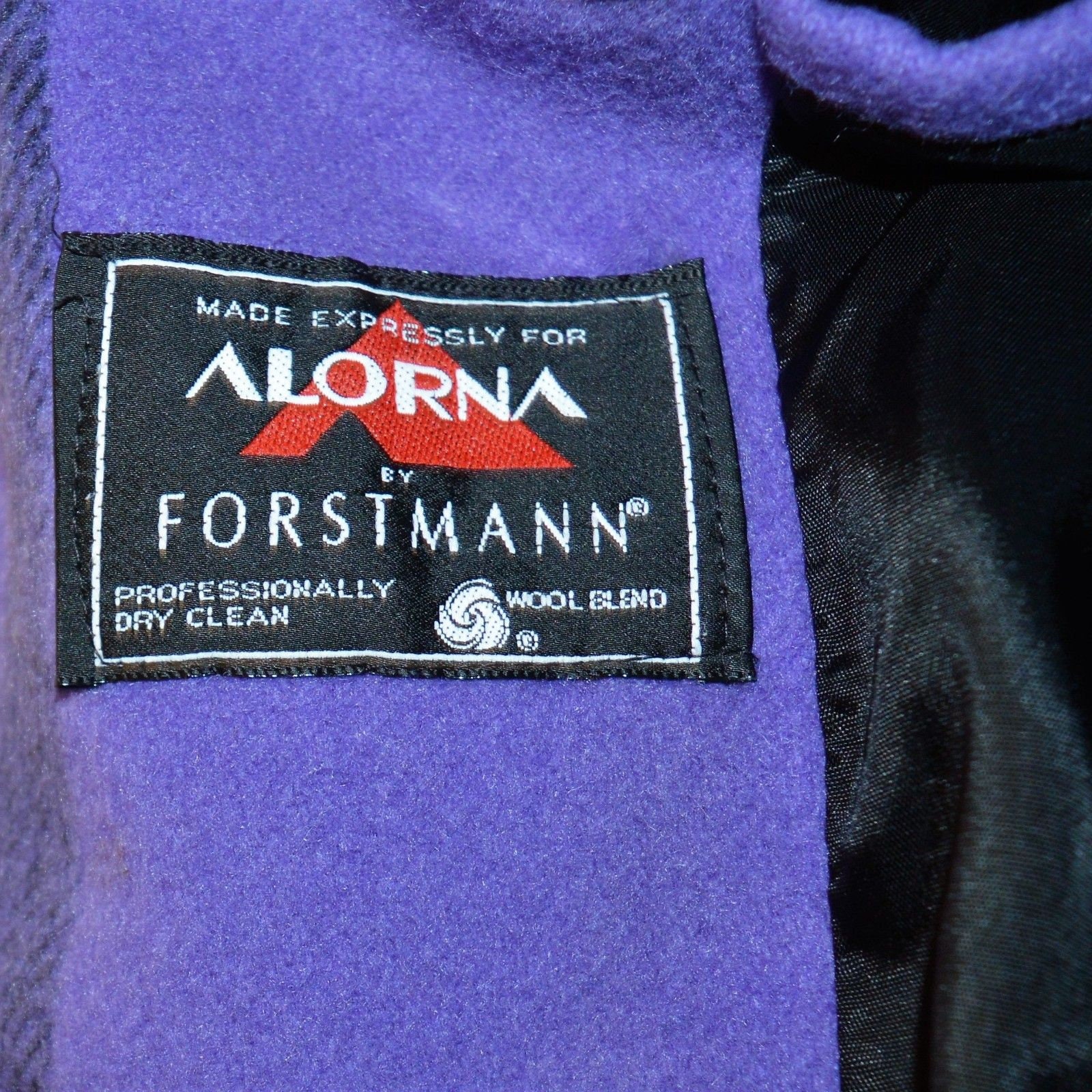 Vintage Alorna Forstmann Purple Black Wool Blend Double Breasted Coat ...