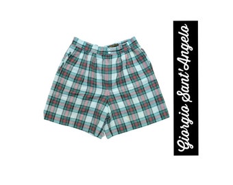 Vintage Giorgio Sant'Angelo High Rise Mom Plaid Red & Green Bermuda Shorts