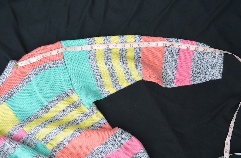 1980s Gitano Knit Color Block Pastel Marbled Over-sized Sweater