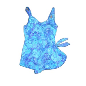 Maxine of Hollywood vintage One-Piece Paisley Pinup Faux Skirt Bathing Swimsuit