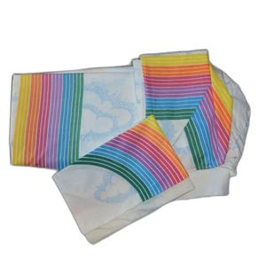 80s Pacific Canadian Sunset Rainbow & Clouds LGBTQ Vintage Full Double sheet set