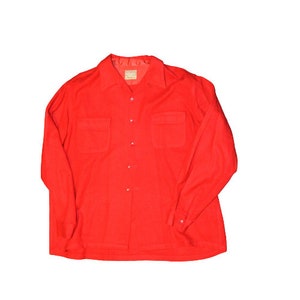 Vintage MCM 1960s McGregor Doniger 100% Wool Red Made in the USA Men&#39;s Button Shirt
