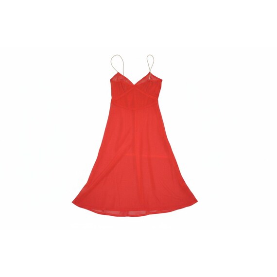 Albert Nipon Vintage Red Sheer Negligee Slip Dres… - image 2