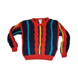 Vintage 80s 90s Izod Knitted By Hand Chunky Pullover Sweater