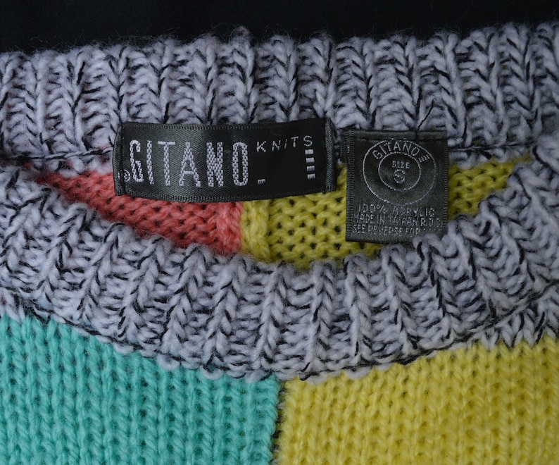 1980s Gitano Knit Color Block Pastel Marbled Over-sized Sweater
