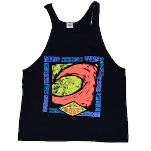 Vintage Lightning Bolt Surfer Wave Black Neon Tank Top