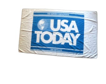 Toalla de playa publicitaria del periódico USA TODAY de 1982, 62 x 36,5 pulgadas, vintage.