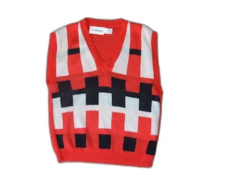 FireIslander Fire Islander Vintage Color Block Geometric Sweater Vest Large