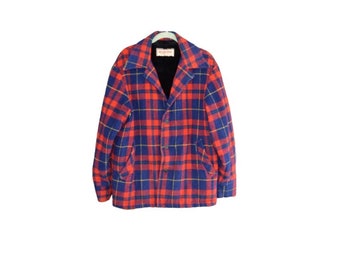 Seltene HTF Vintage 1960er Jahre McGregor Flannel Plaid Fleece Gefüttert Shirt Jacke XL Large