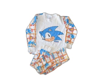 Vintage 90s Sonic Hedgehog Long Eddie's 100% Cotton Underwear Pajamas Set 10/12
