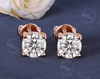 Minimalist Moissanite Ohrstecker Rose Gold Ohrringe Vintage Cubic Zirconia Ohrringe Zierliche Sterling Silber Jubiläum Ohrringe