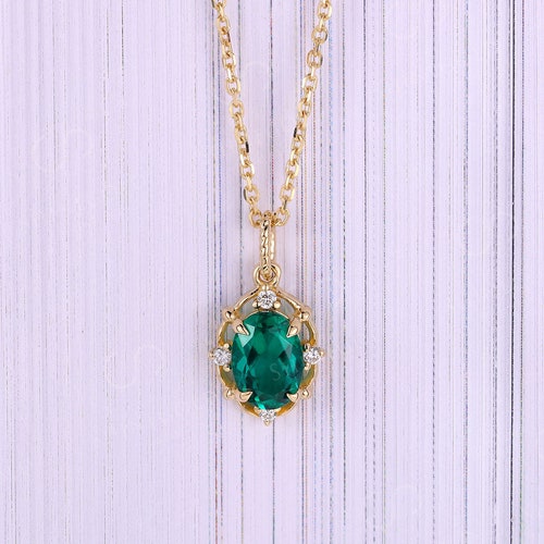 Oval Cut Opal Necklace Yellow Gold Vintage Unique Necklace - Etsy