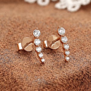 Dainty Ear Climber by BlessGem • Rose Gold • Curved Crawler Earrings • Gift for Her