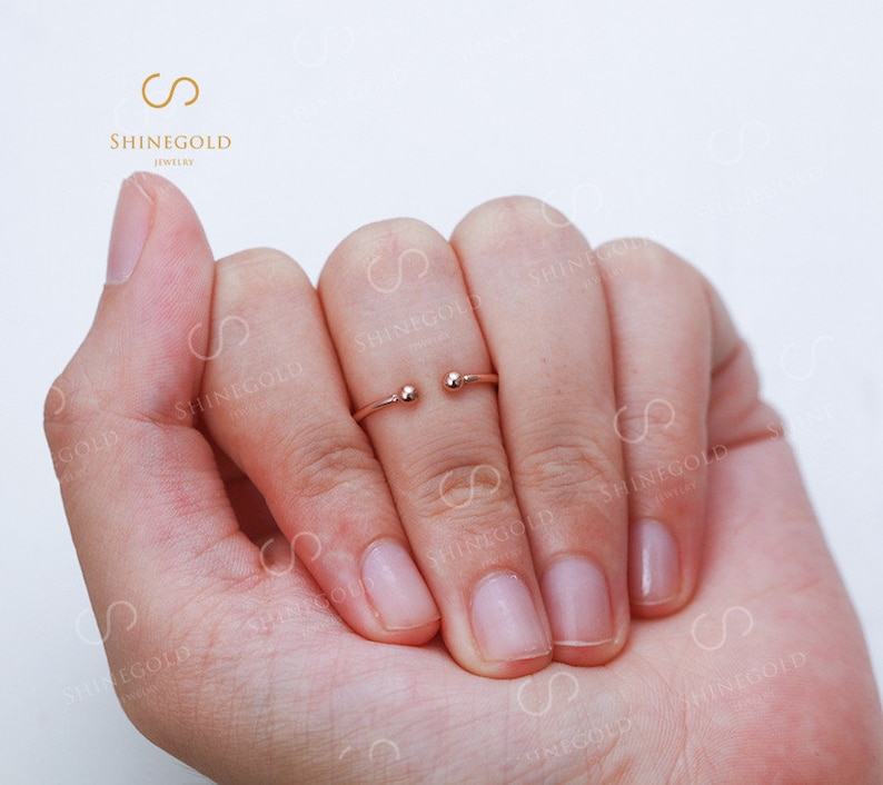 Bead wedding band Rose gold ring Dainty filled ring Open ring Adjustable ring Wire ring Smooth stacking ring set Christmas gift Stackable