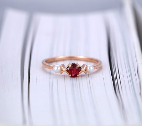 ruby and pearl engagement ring