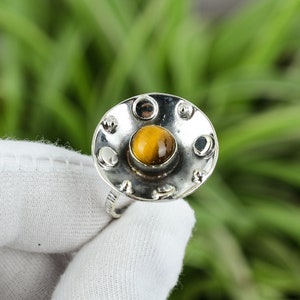 Tiger&#39;s Eye Ring 925 Sterling Silver Ring Ring Size 6.75 Top Quality Gemstone Jewelry Handmade Ring Unique Ring For Gift Tiger&#39;s Eye Jewelry
