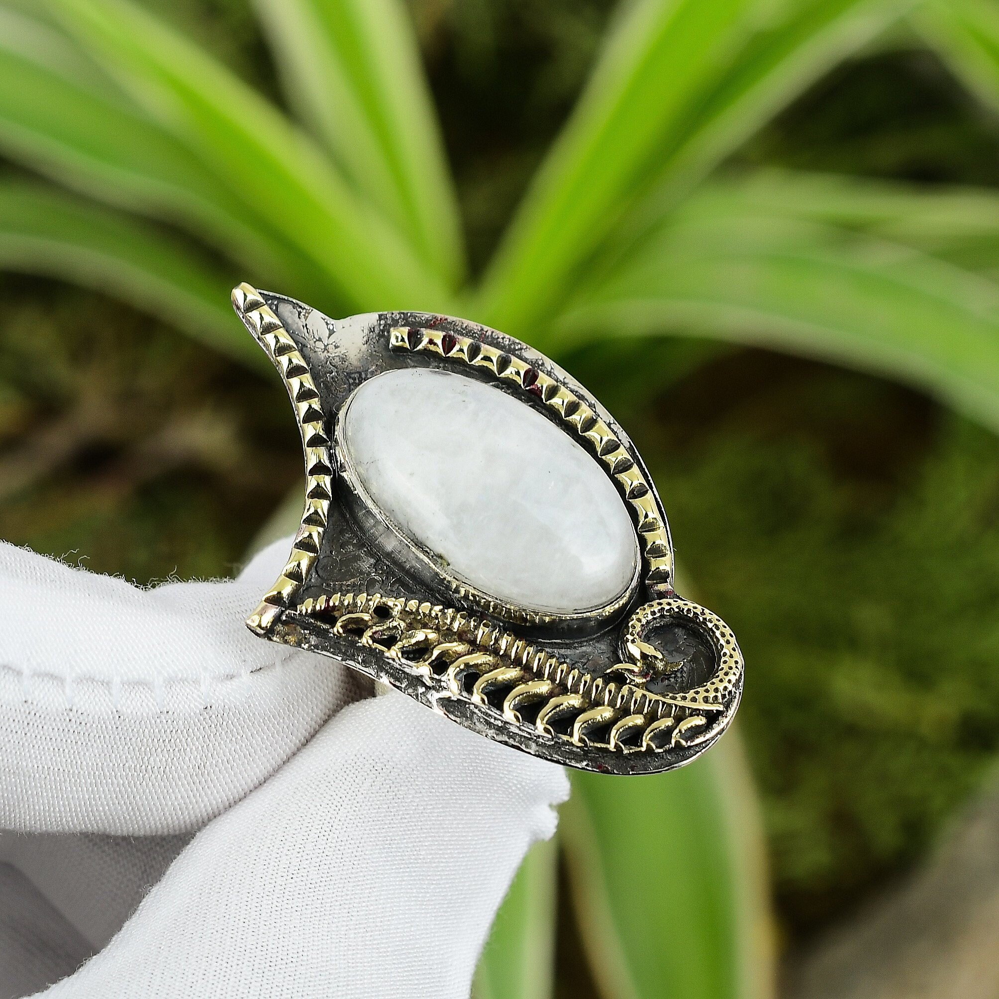 Rainbow Moonstone Silver Ring-7659XH | Juwelo