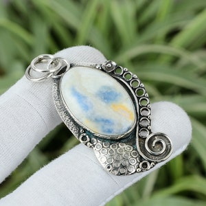 Blue Scheelite Pendant 925 Sterling Silver Pendant Natural Stone Jewelry Handmade Pendant Engagement Gift For Her Beautiful Gemstone Pendant